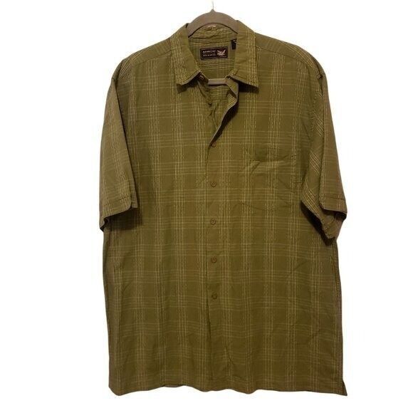 Arrow Mens Sz L Tall Green  Plaid Short Sleeve Button Down Shirt - Picture 1 of 9